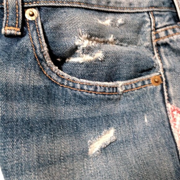 Polo Ralph Lauren Very Boyfriend Jean Shorts Size 25 Denim Patchwork Distressed - Picture 13 of 16